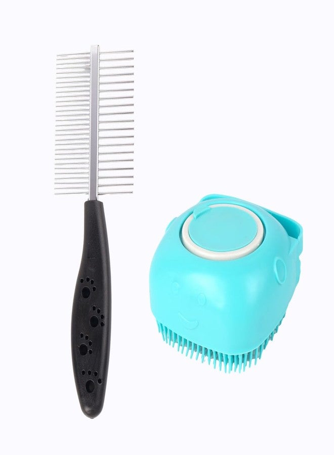 REGIIS Pet Grooming Essentials Duo - Dematting Comb & Silicone Bath Brush with Soap Dispenser, Pack of 2 - Image 1